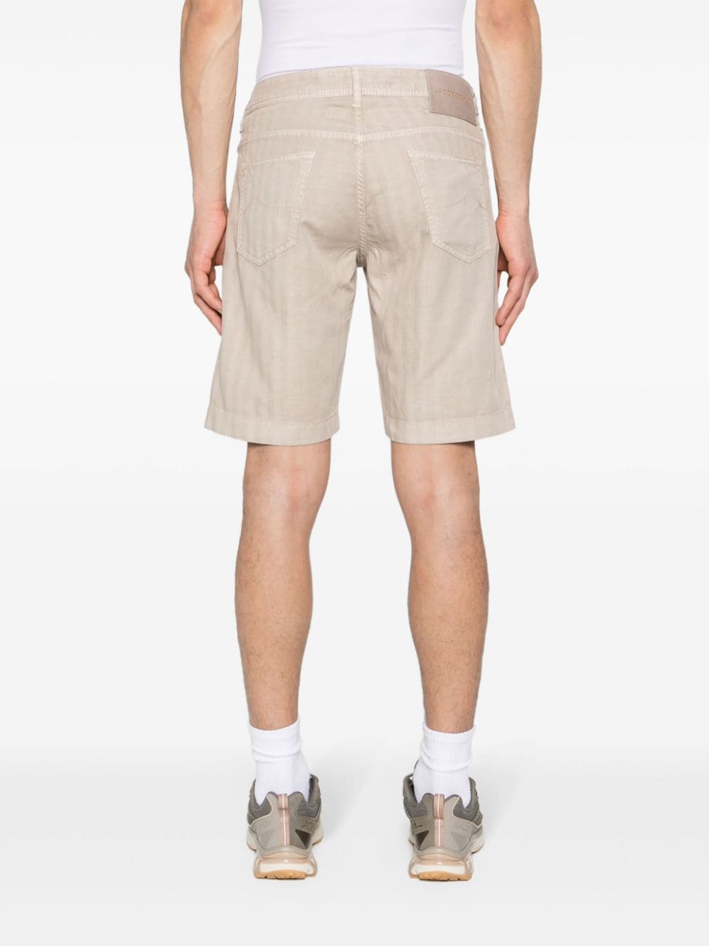Shop Jacob Cohen Lou Herringbone Shorts In Neutrals