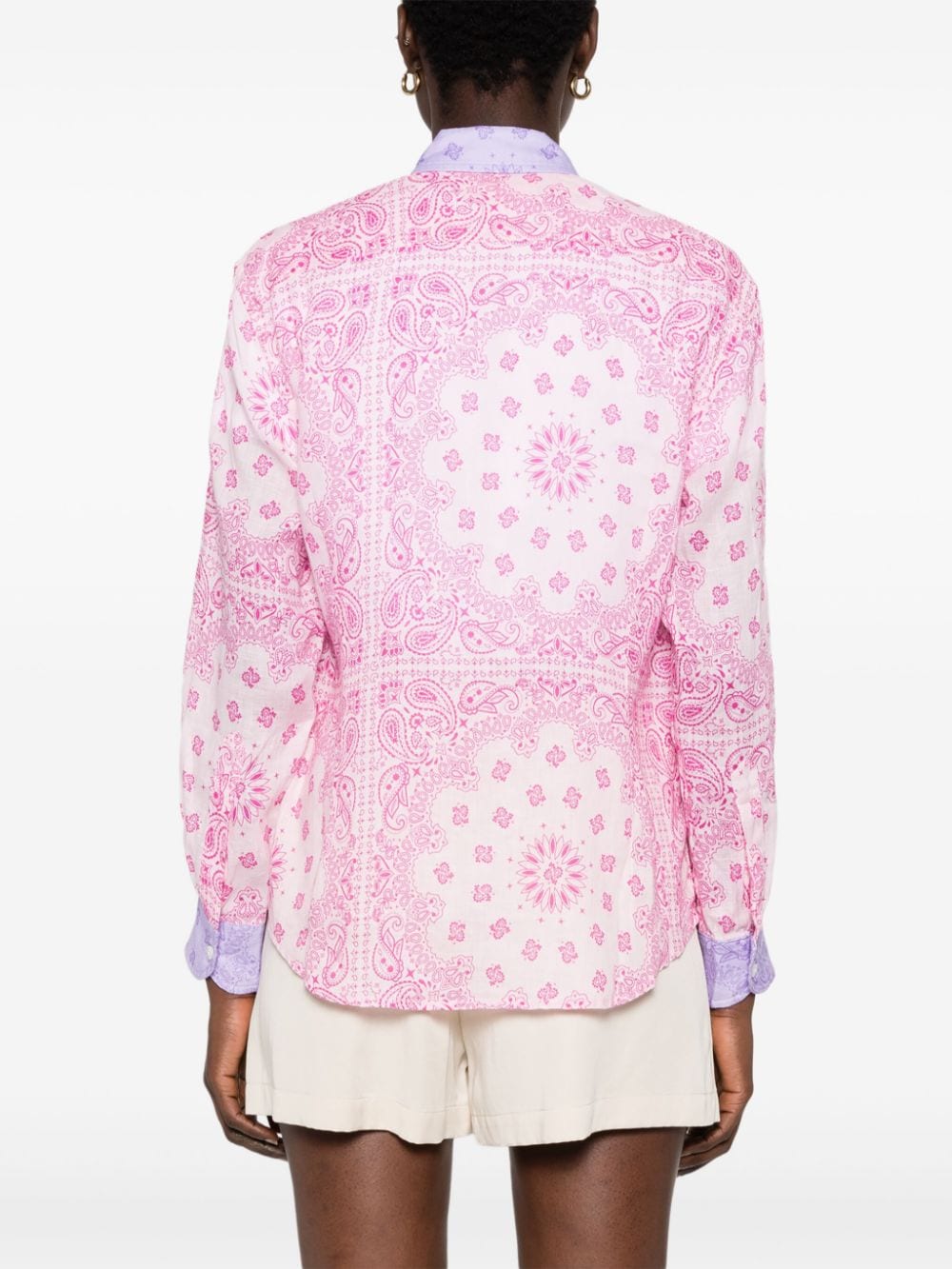 Shop Mc2 Saint Barth Meredith Paisley-print Linen Shirt In Pink