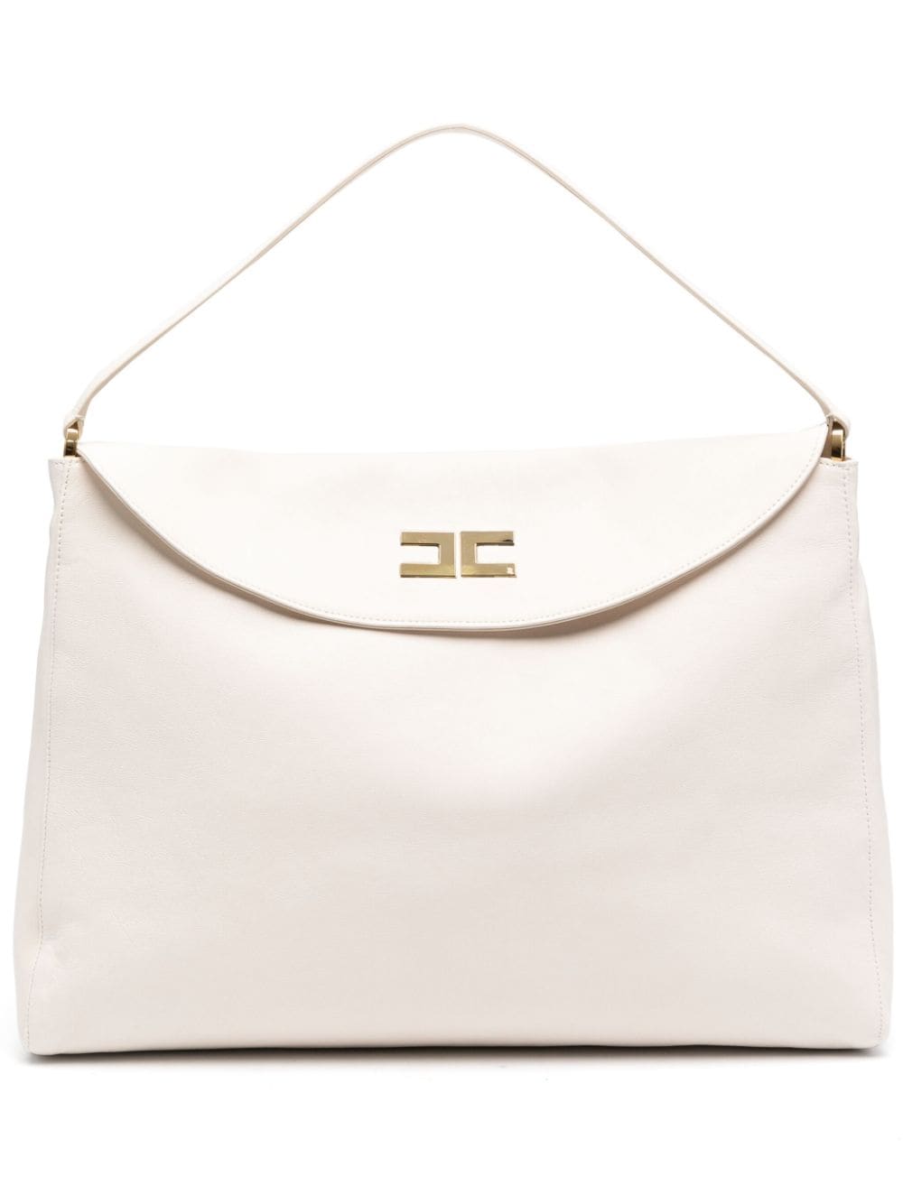 Elisabetta Franchi Large Souple Shoulder Bag In White