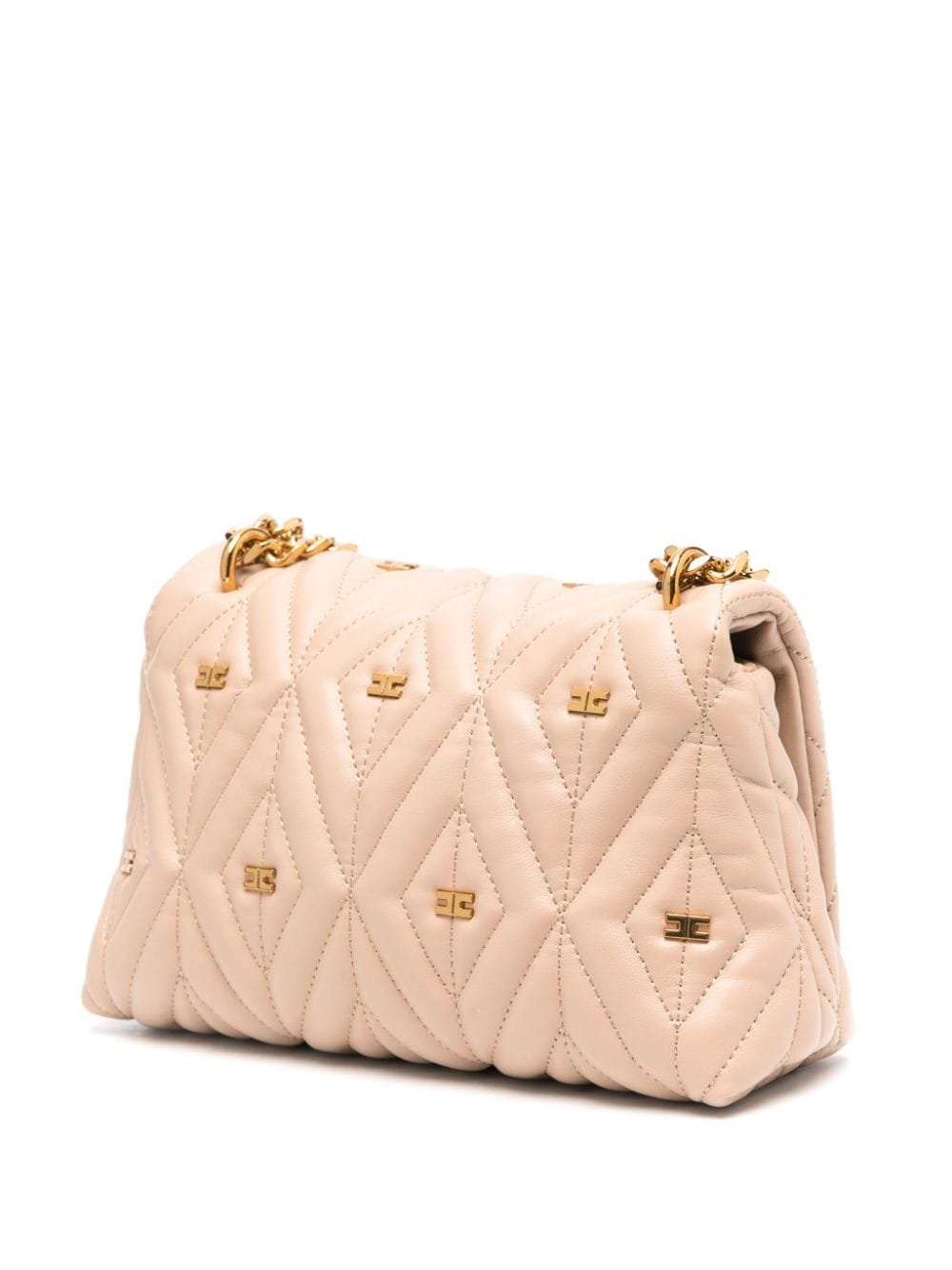 Shop Elisabetta Franchi Small Étoile Shoulder Bag In Neutrals