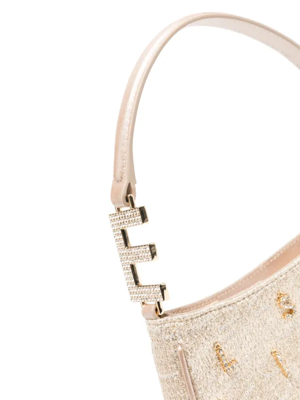 Elisabetta Franchi PA07651E2110 関税送料込 Elisabetta Franchi Lurex Tweed Shoulder Bag | Gold | FARFETCH