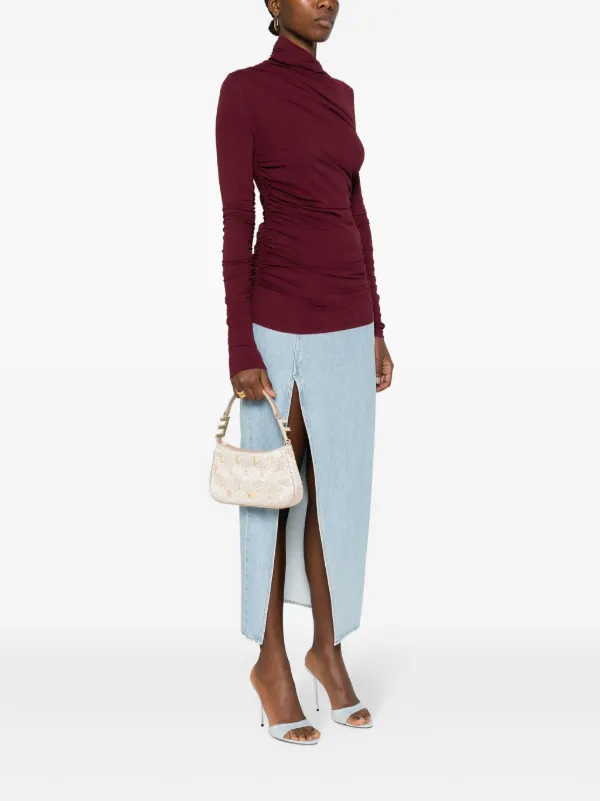 Elisabetta Franchi Lurex Tweed Shoulder Bag | Gold | FARFETCH