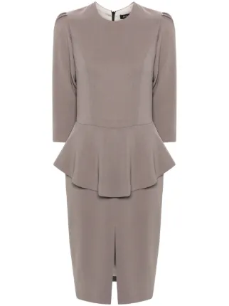 sachin and babi light blue dress STYLAND peplum-waist Midi Dress | Grey