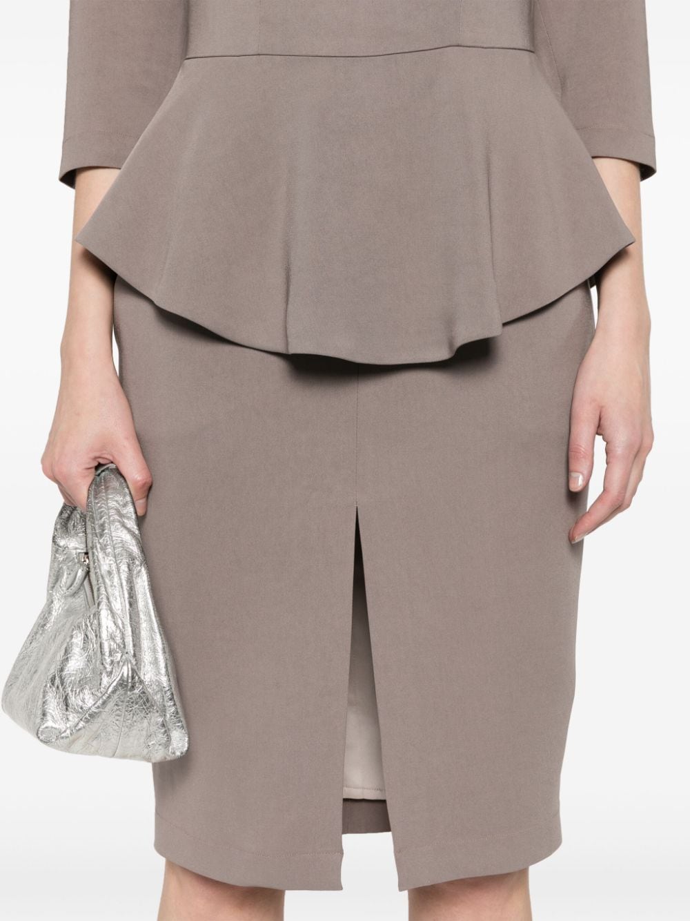 Shop Styland Peplum-waist Midi Dress In Grey