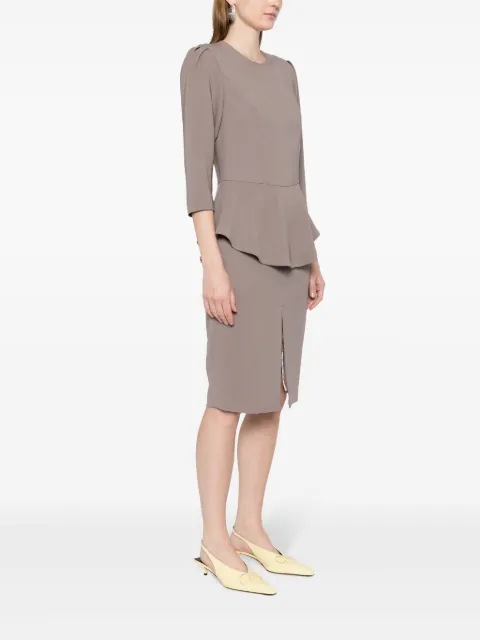 STYLAND peplum-waist midi dress T131300288 - 2
