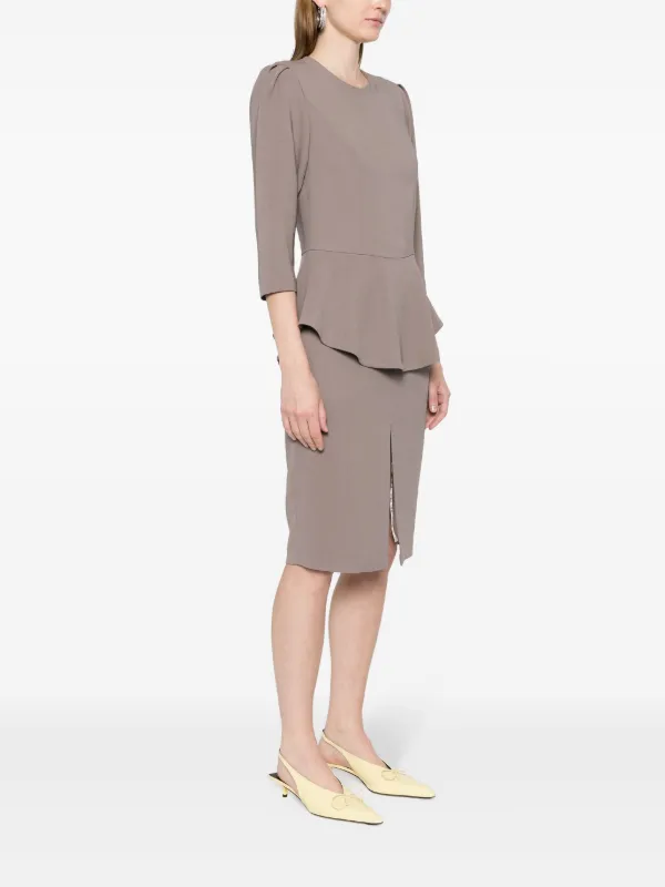STYLAND peplum waist Midi Dress Grey FARFETCH ZA