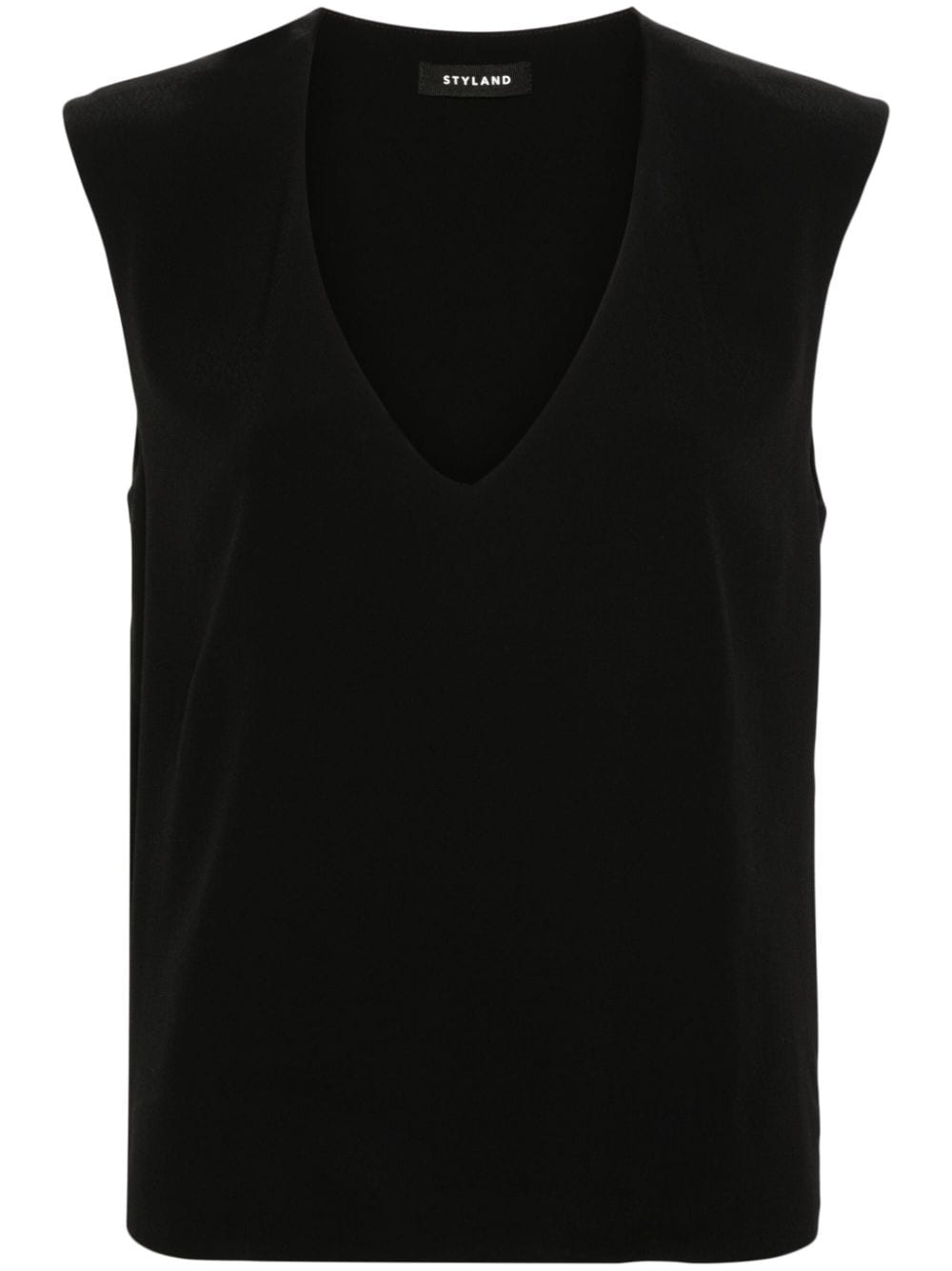 Styland Sleeveless Crepe Blouse In Black