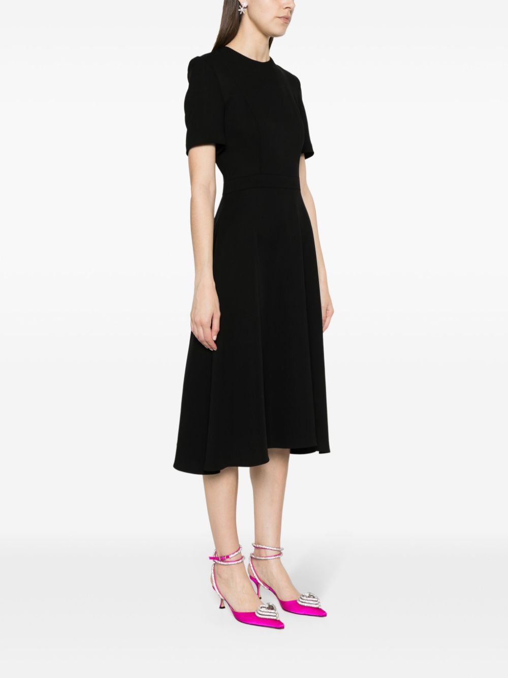 Shop Styland Short-sleeve Flared Dress In Black