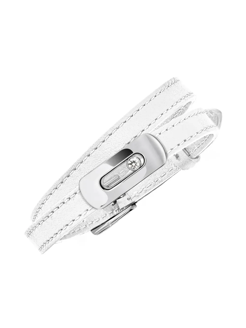 Messika My Move Leather Bracelet In White