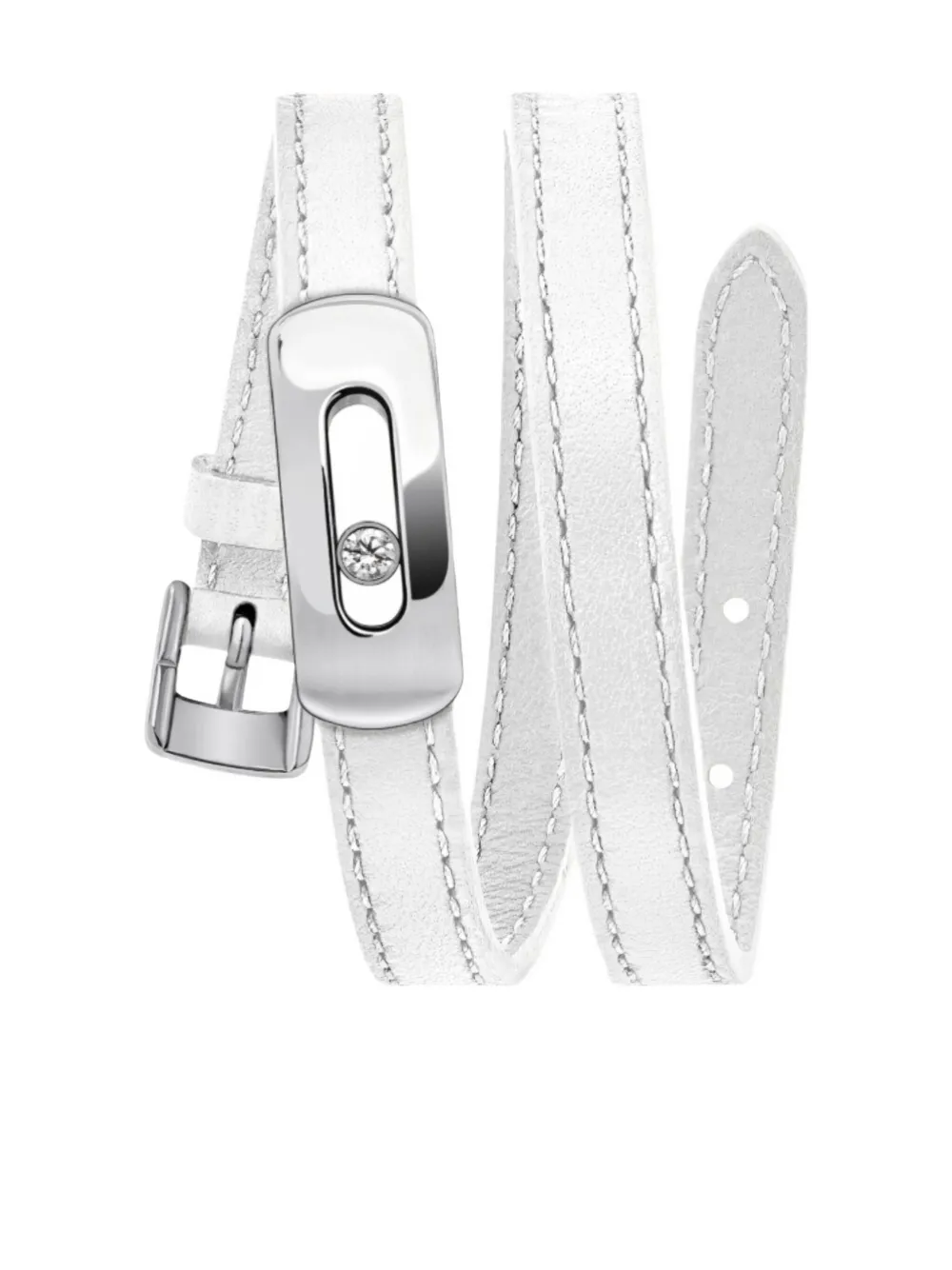 Messika My Move Leather Bracelet In White