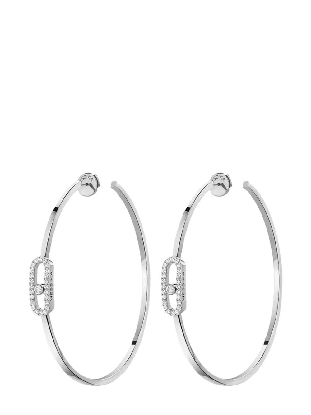 Messika 18kt White Gold Créoles Xl Diamond Hoop Earrings In Silver
