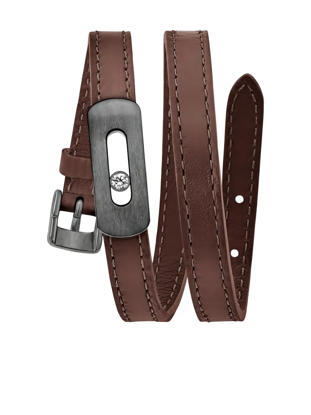 Messika My Move Leather Bracelet In Brown