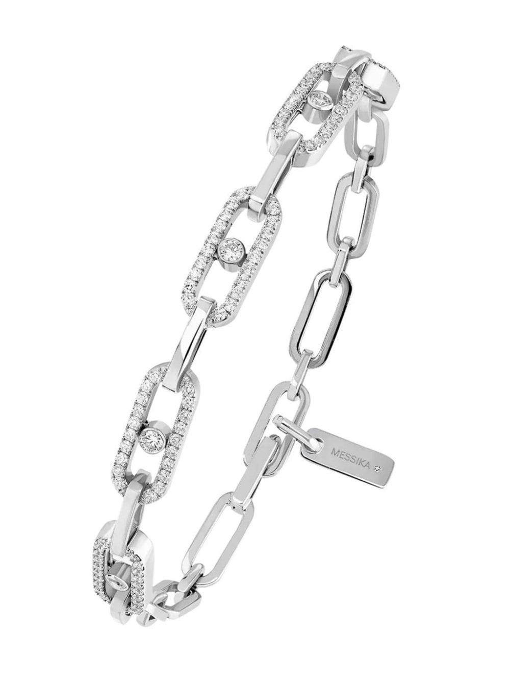 Shop Messika 18kt White Gold Move Link Multi Diamond Bracelet In Silver