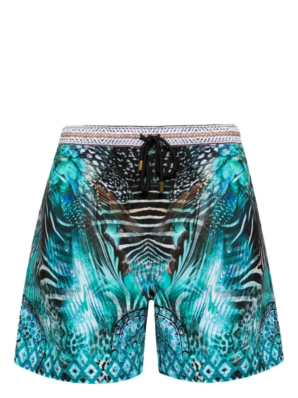 Camilla mix-print swim shorts Blauw