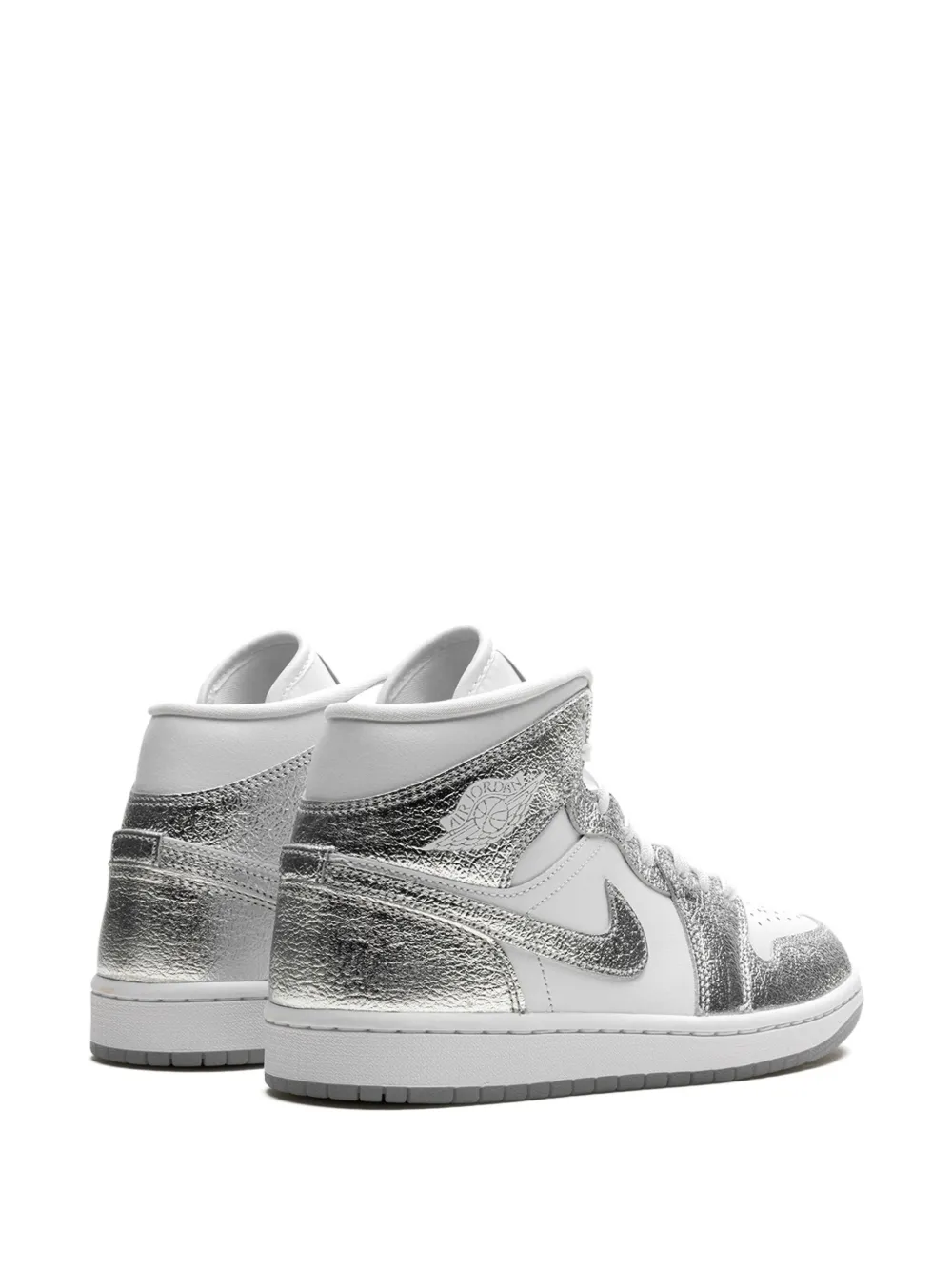 Shop Jordan Air  1 Mid Se "metallic Silver" Sneakers In White