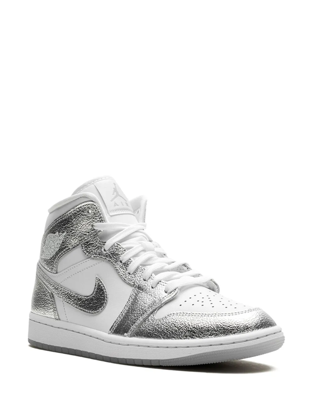 Shop Jordan Air  1 Mid Se "metallic Silver" Sneakers In White