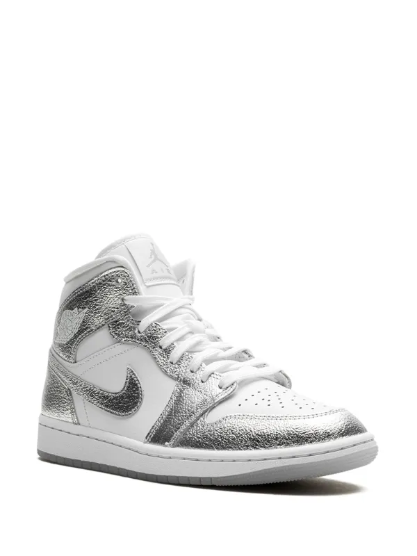Jordan Air Jordan 1 Mid SE Metallic Silver Sneakers White FARFETCH CA