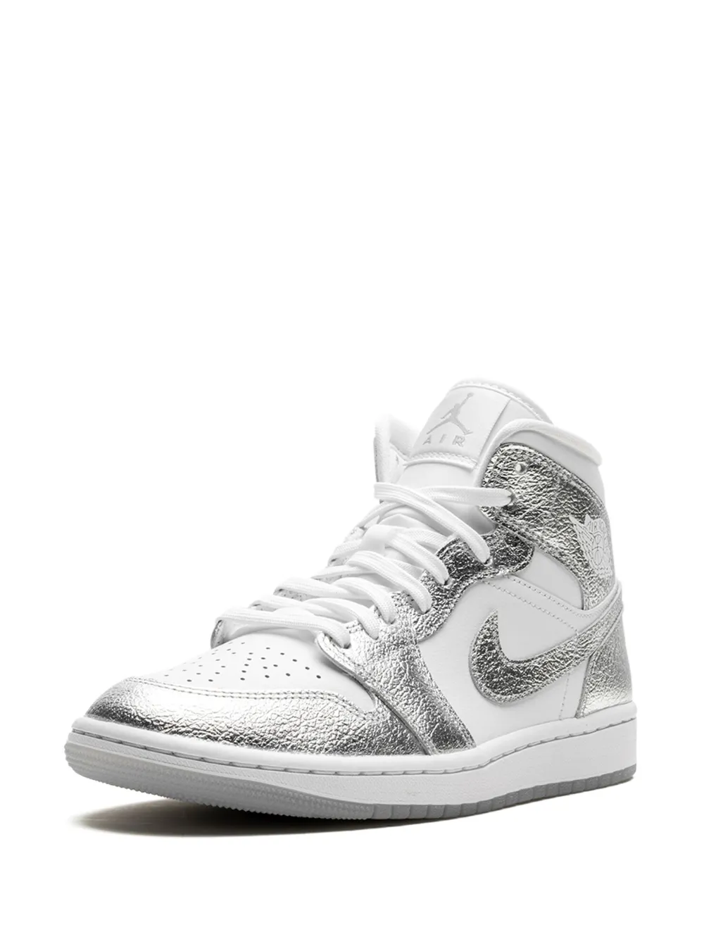 Shop Jordan Air  1 Mid Se "metallic Silver" Sneakers In White