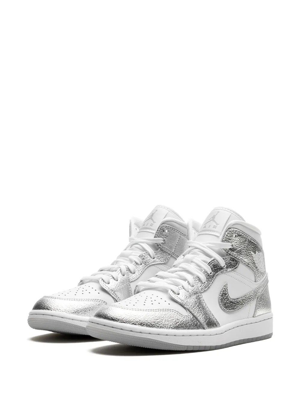 Shop Jordan Air  1 Mid Se "metallic Silver" Sneakers In White