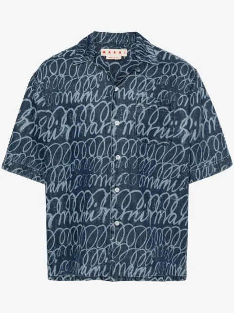Marni echoes-print denim shirt
