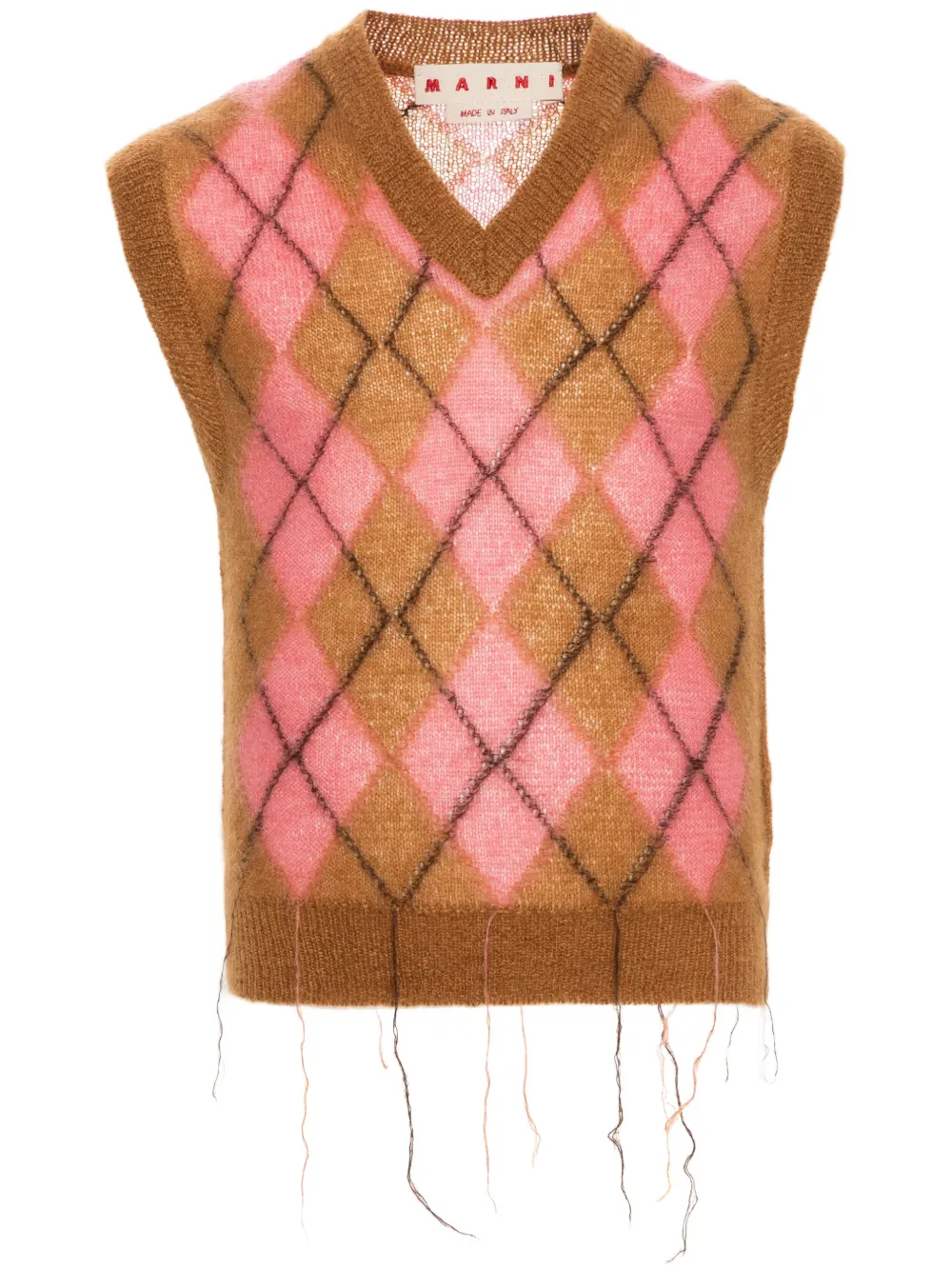 MARNI ARGYLE-PATTERN V-NECK VEST