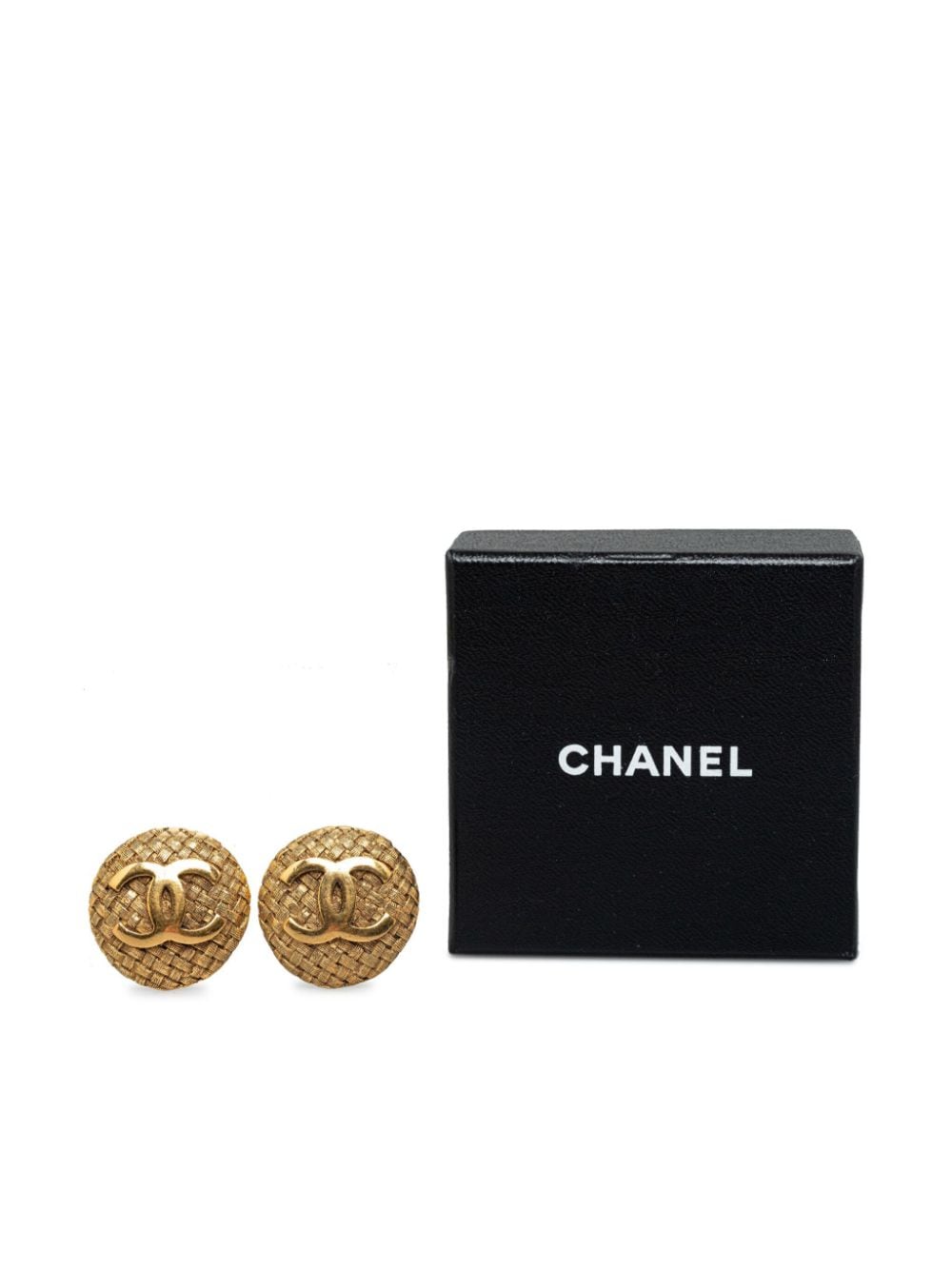 Pre-owned Chanel Cc 纽扣夹扣式耳环 In Gold