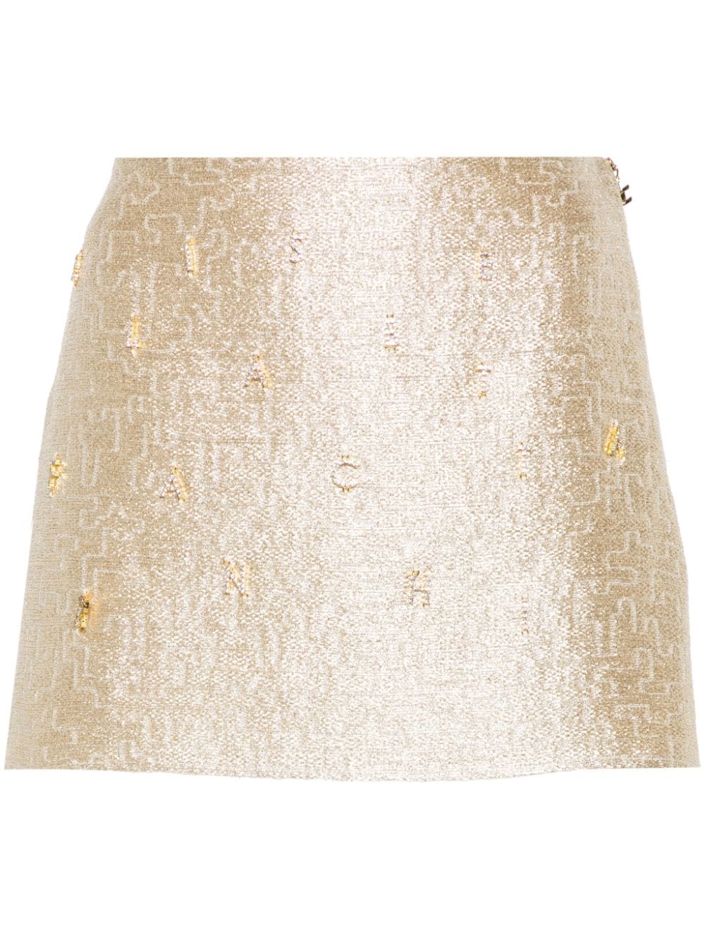 Elisabetta Franchi Crystal-embellished Tweed Mini Skirt In Gold