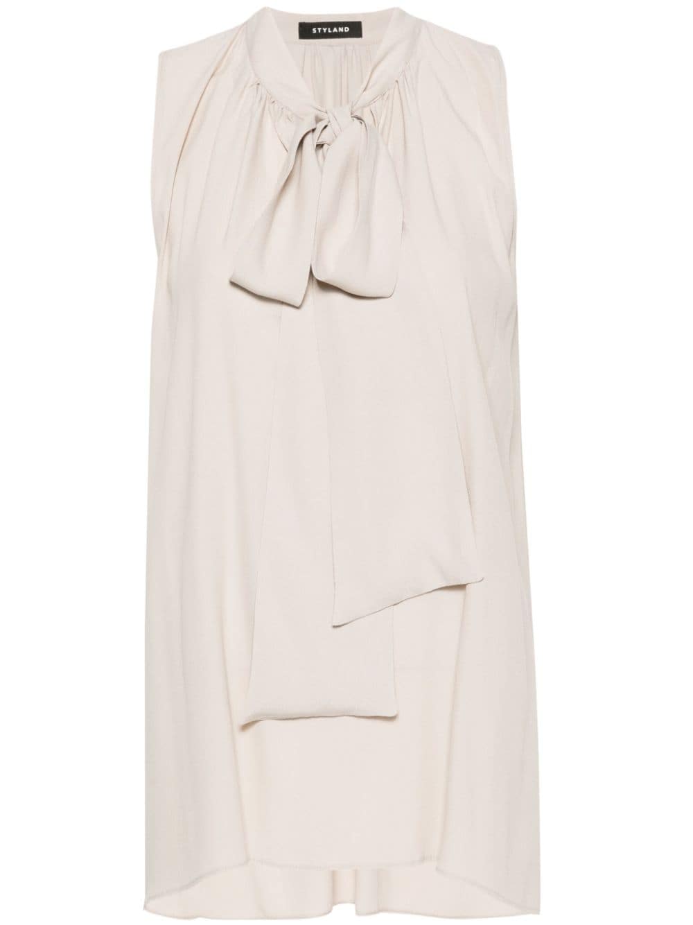 Styland Sleeveless Crepe Blouse In Neutrals