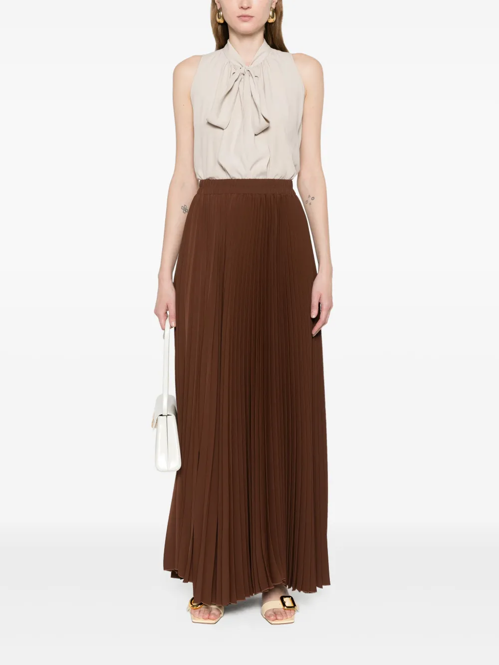 Shop Styland Sleeveless Crepe Blouse In Neutrals