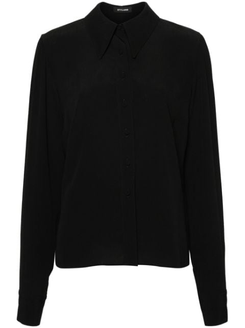 STYLAND oversized-collar crepe shirt