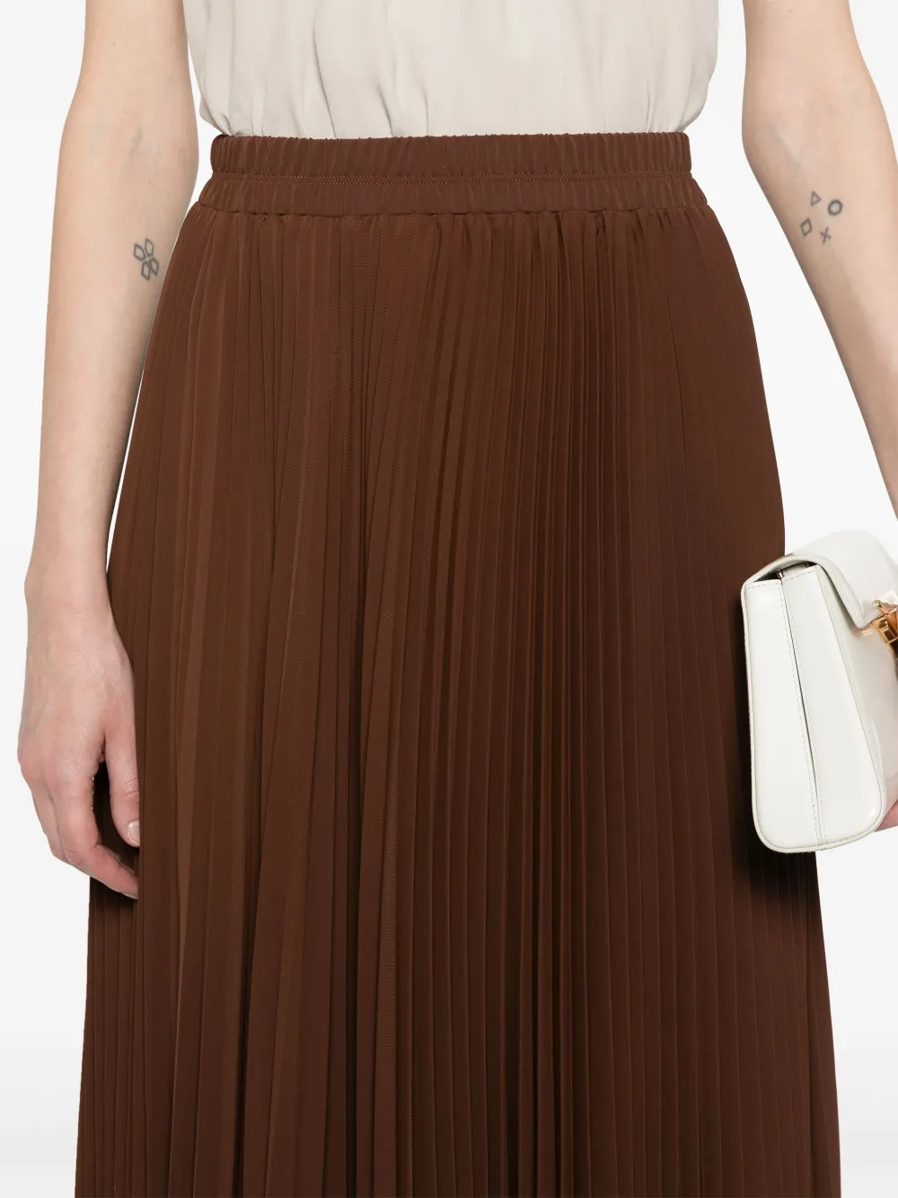 Shop Styland Pleated Maxi Skirt In Brown