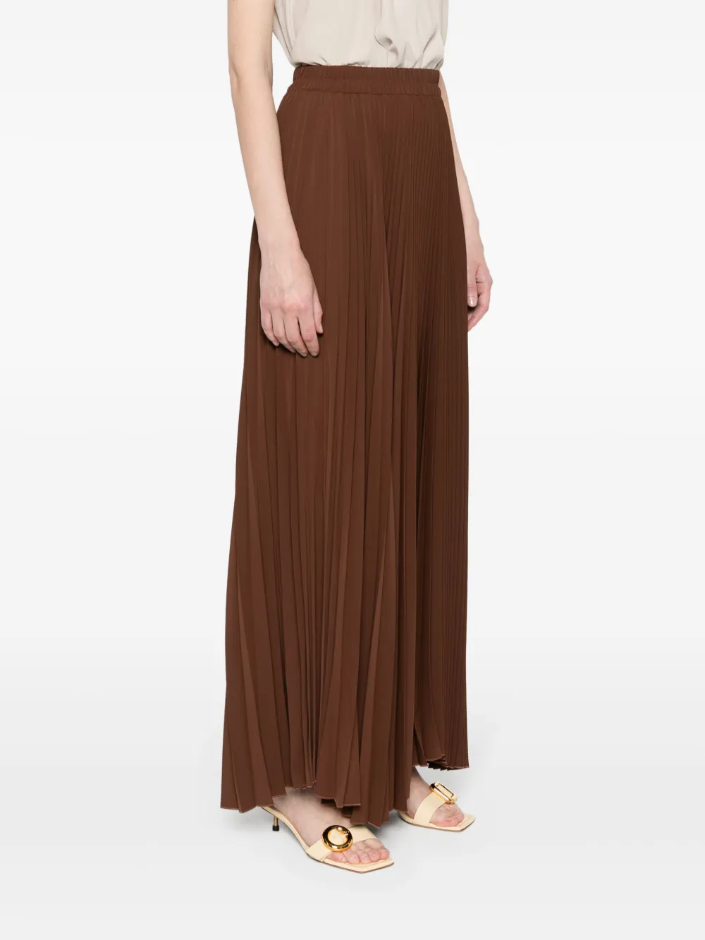 Shop Styland Pleated Maxi Skirt In Brown