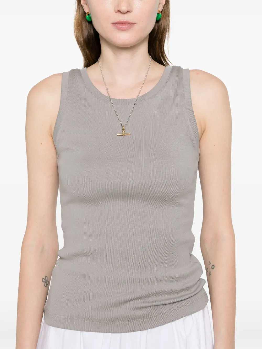 Shop Styland Sleeveless Ribbed Tank Top In Grey