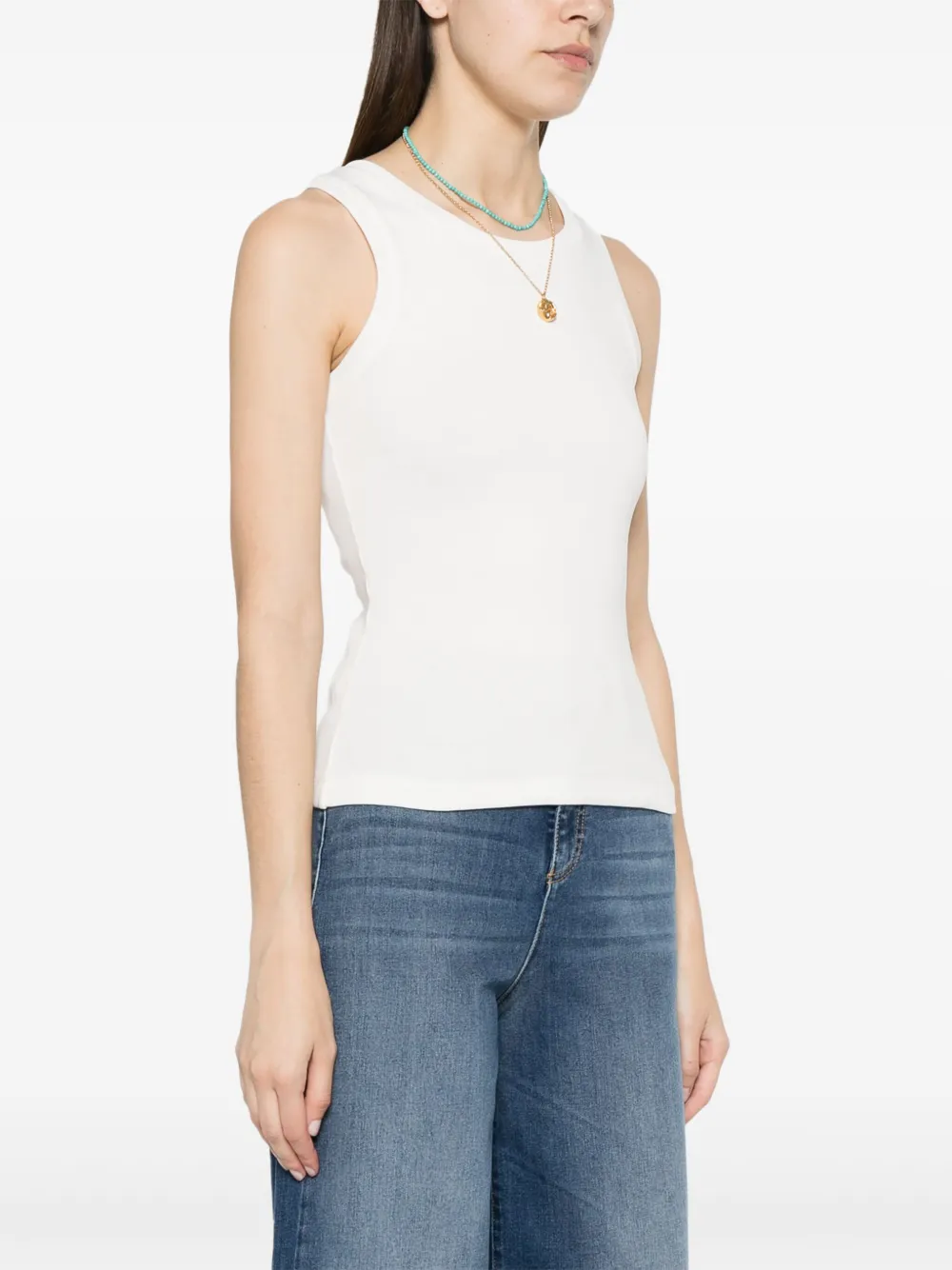 Shop Styland Sleeveless Cotton Top In Weiss