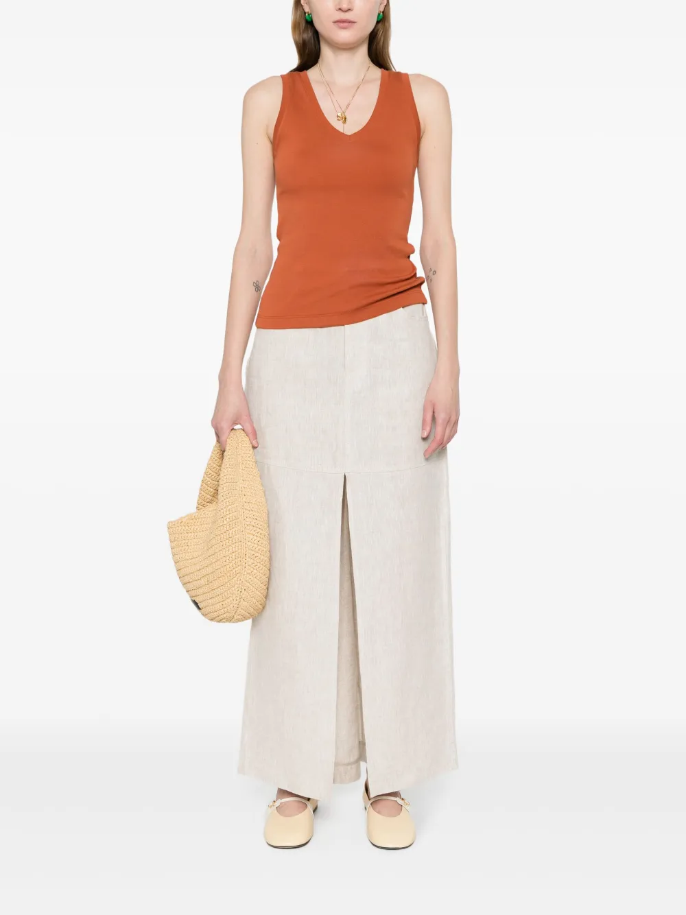 STYLAND Ribgebreide tanktop - Oranje