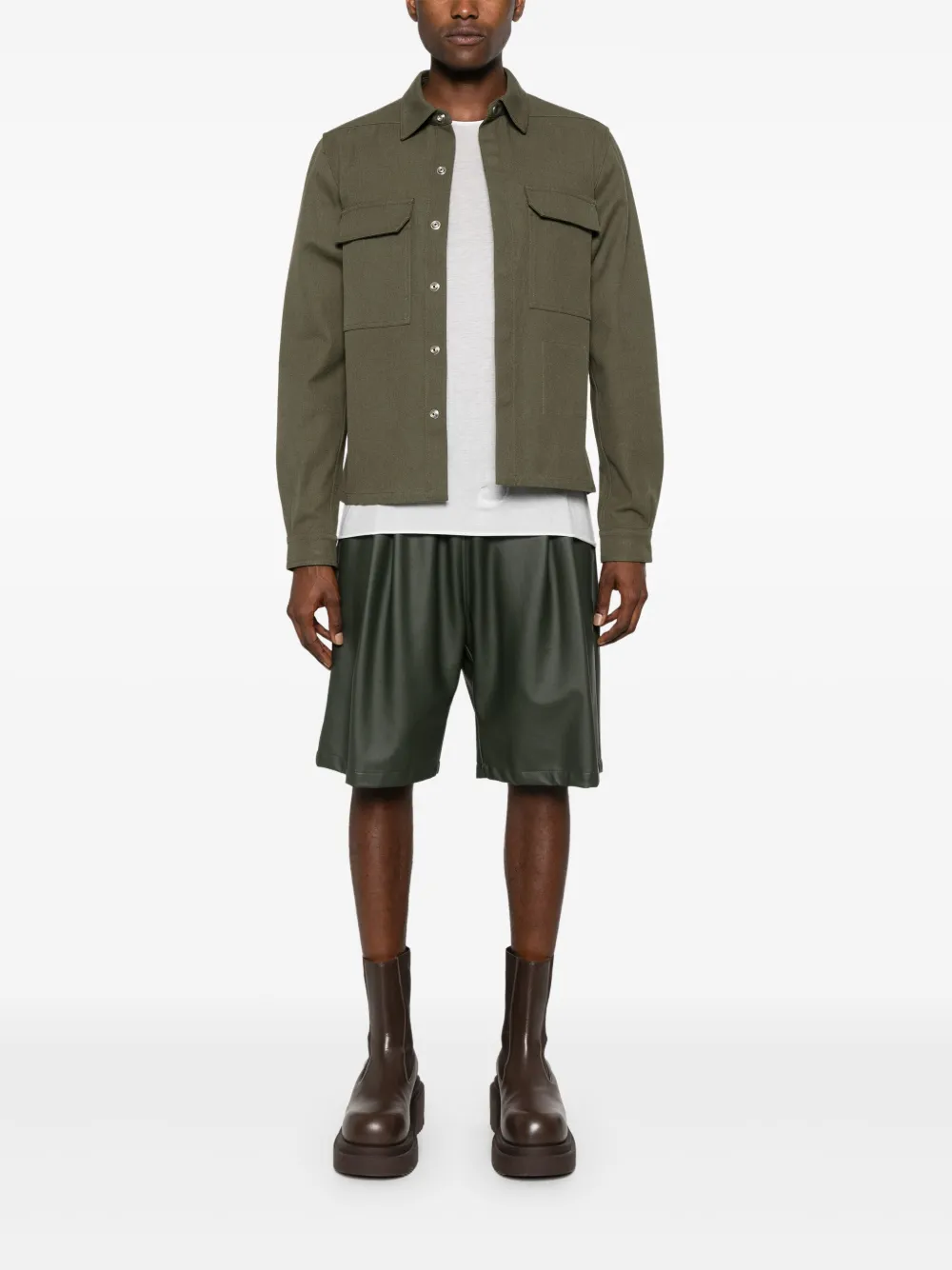 Shop Rick Owens X Bonotto Cotton Shirt Jacket In Grün