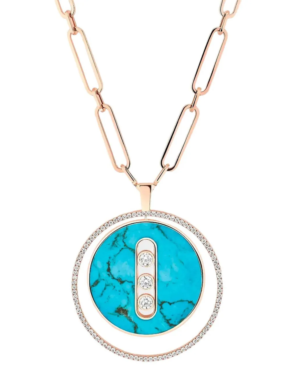 Messika 18kt rose gold large Turquoise Lucky Move diamond necklace - Roze