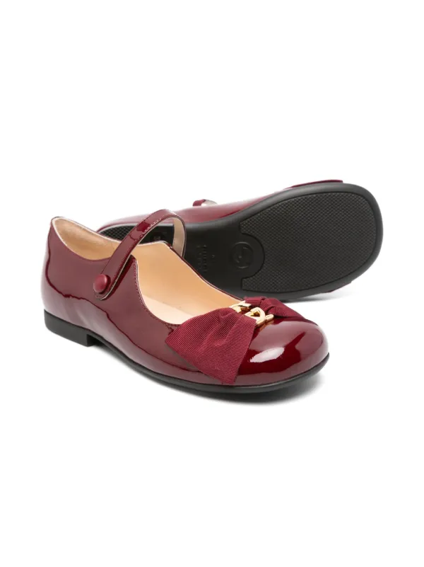 Gucci Kids Leather Ballerina Shoes | Red | FARFETCH