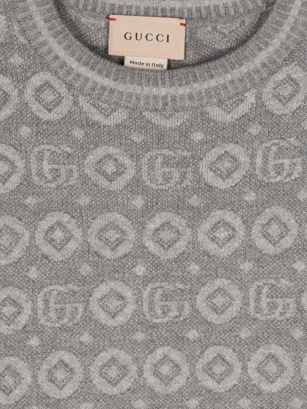 Shop Gucci Double G Cotton Sweater In Grey