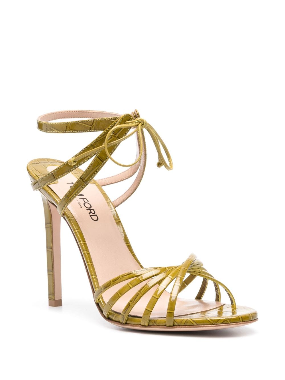 Shop Tom Ford 120mm Embossed Leather Sandals In Green