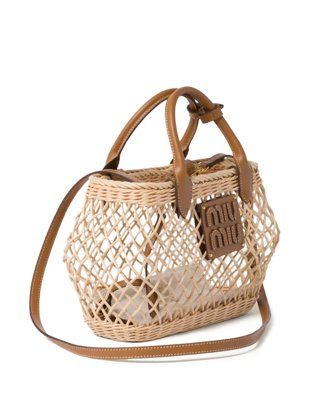 Miu Shopper met logo-applicatie Beige