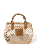 Miu Miu logo-appliqué interwoven tote bag - Neutrals