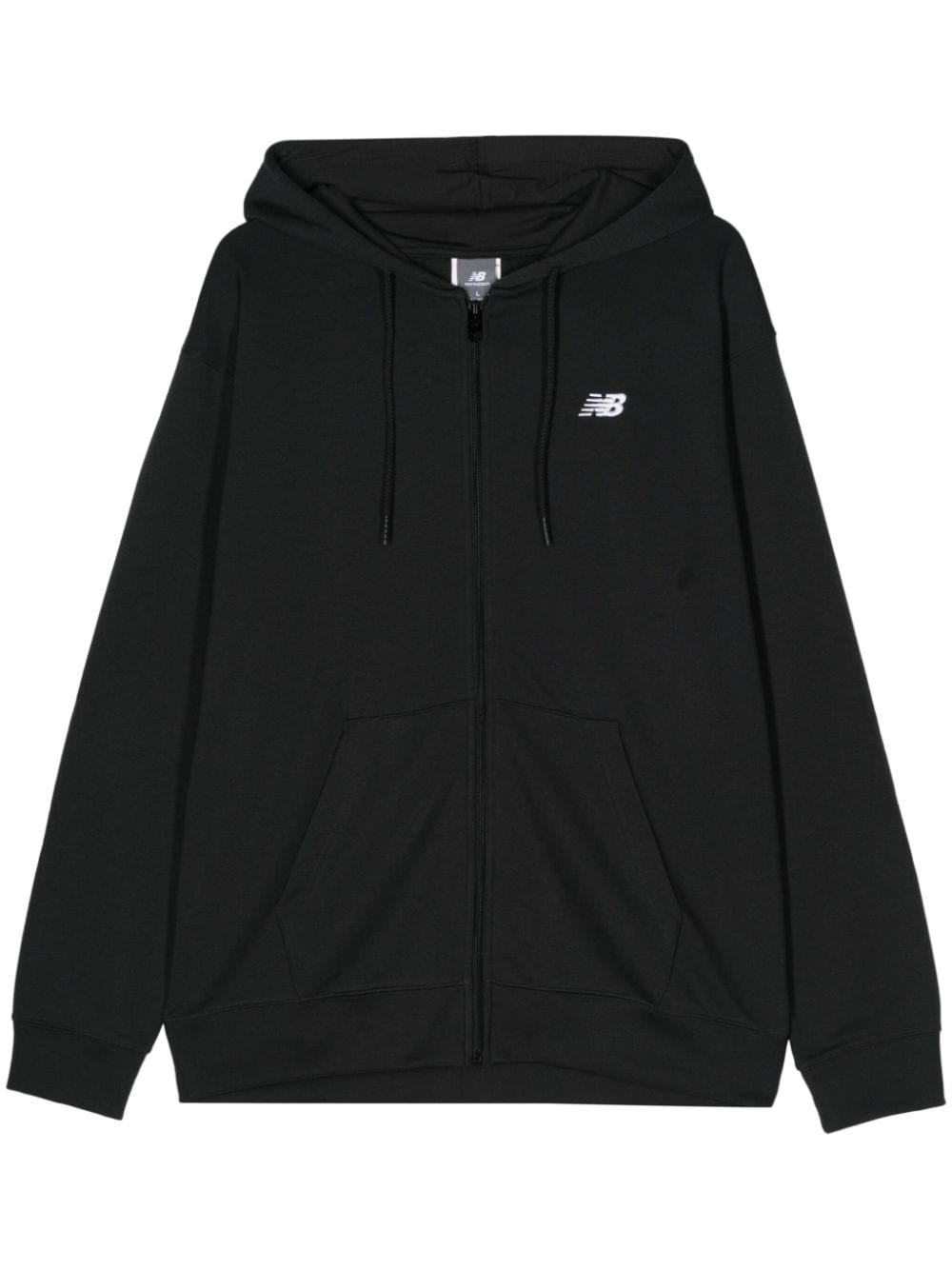 New Balance Embroidered-logo Zipped Hoodie In Black