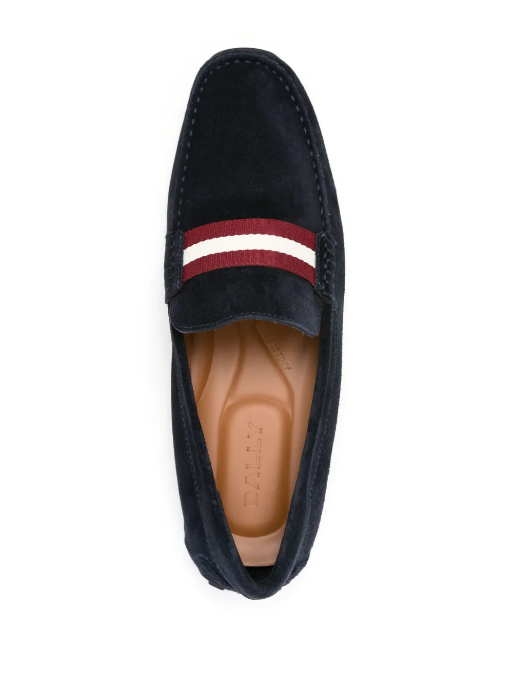 Shop Bally Stripe-detail Suede Loafers In Blue