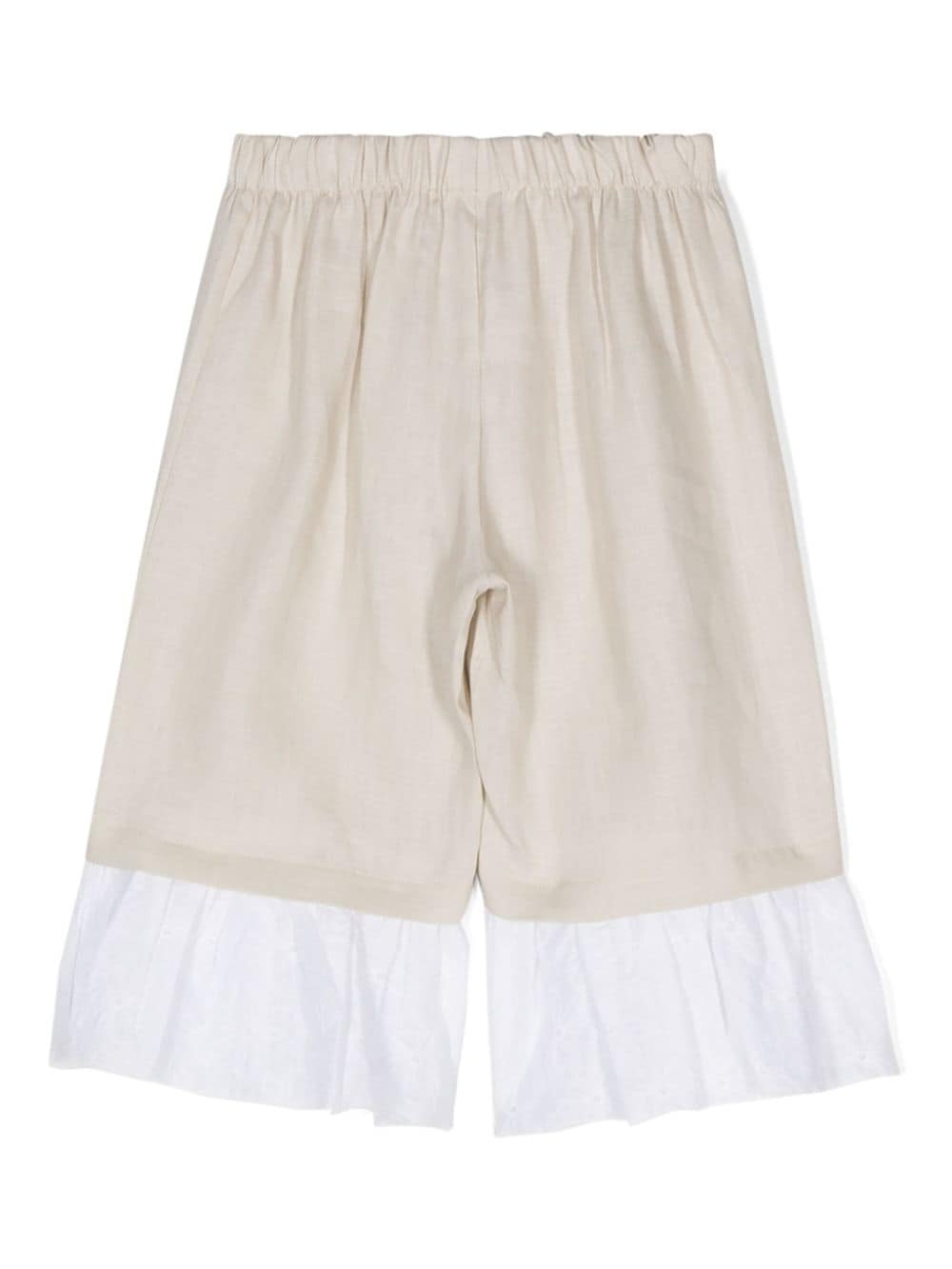 La Stupenderia ruffle-detail linen trousers - Beige