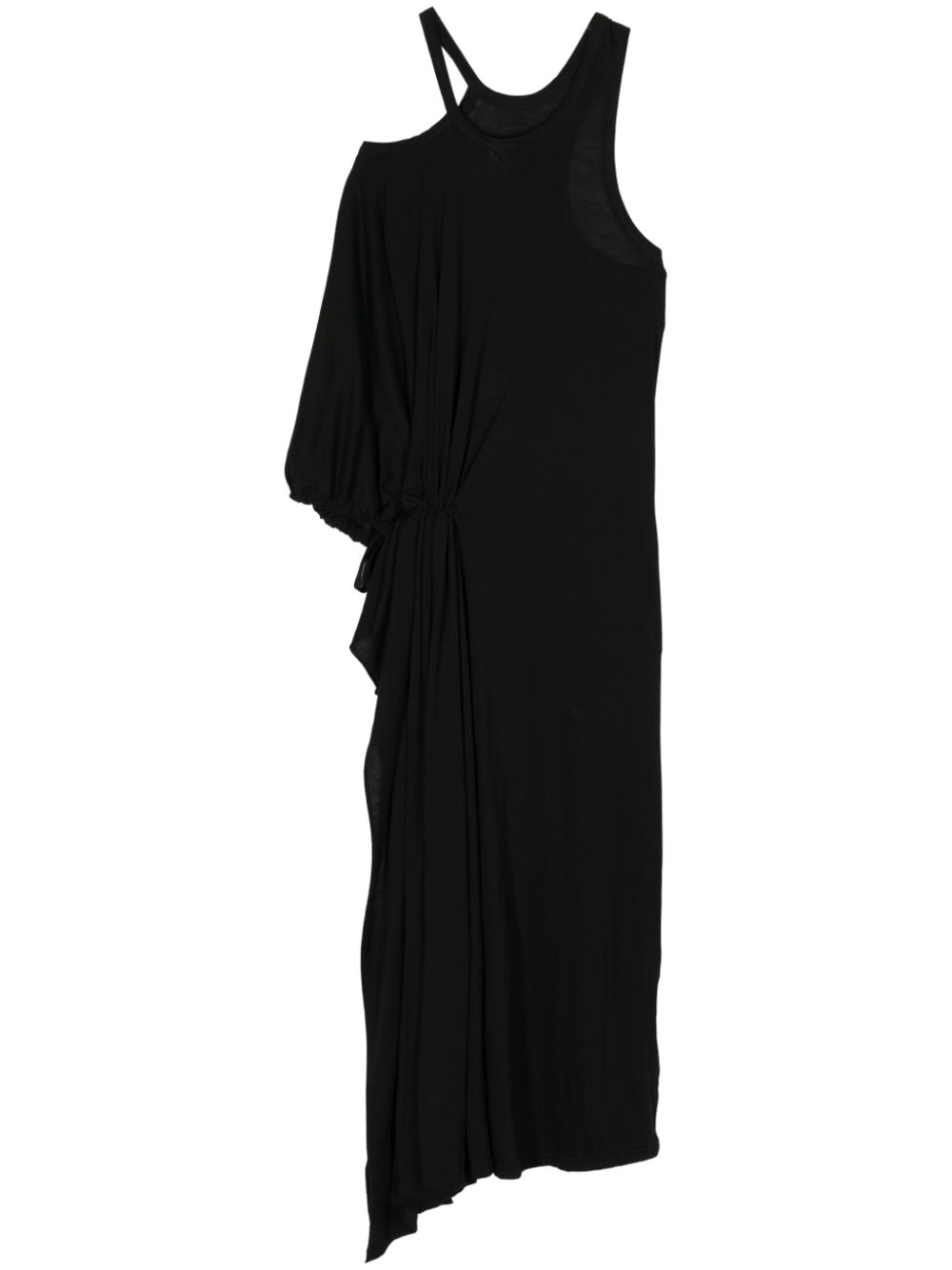 Yohji Yamamoto Asymmetric Midi Dress In 黑色