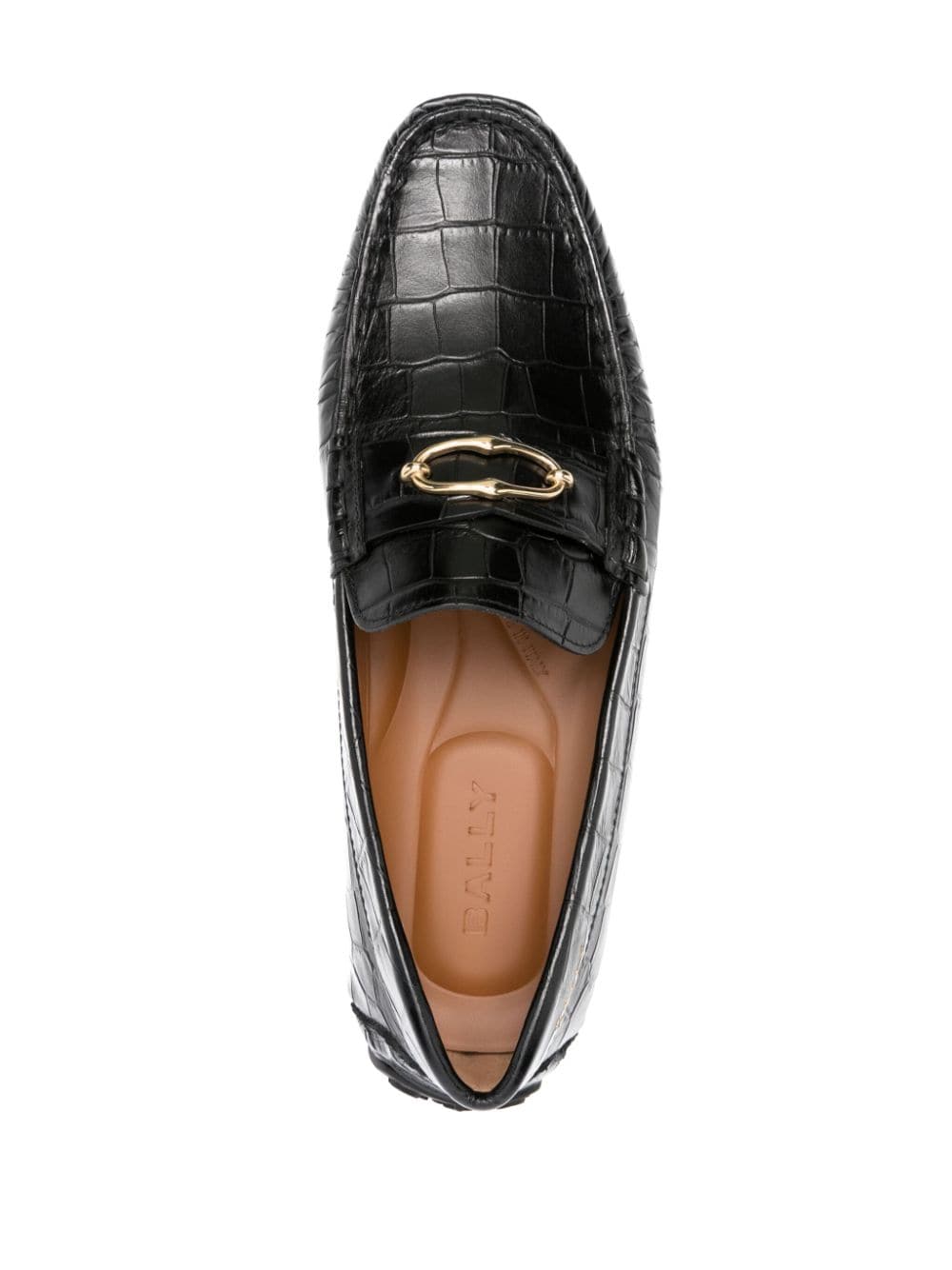Shop Bally Embossed Crocodile-effect Loafers In Black