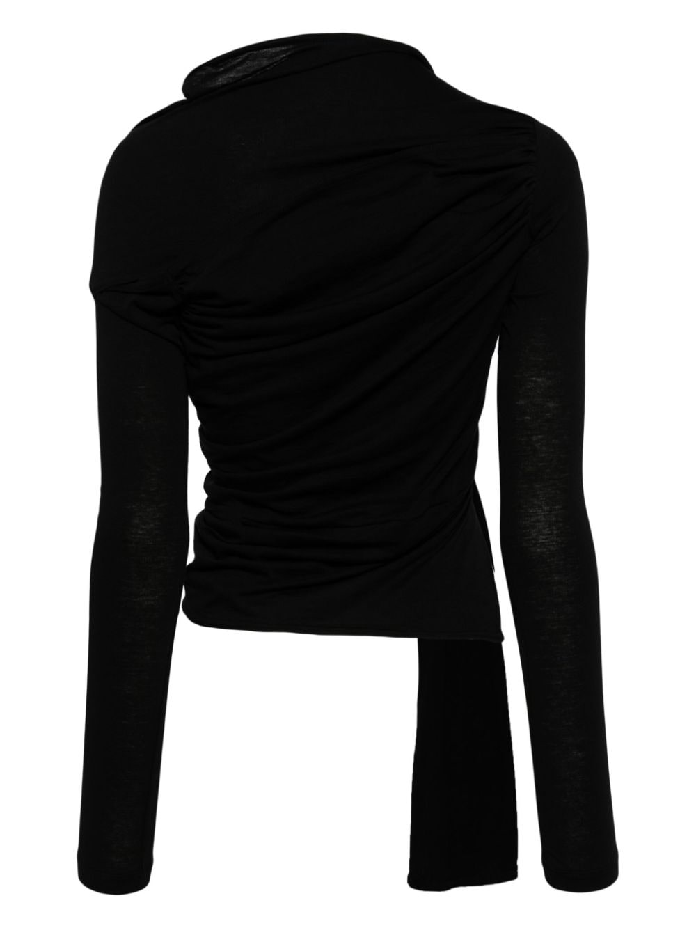 Shop Yohji Yamamoto Asymmetric Cut-out Top In Black