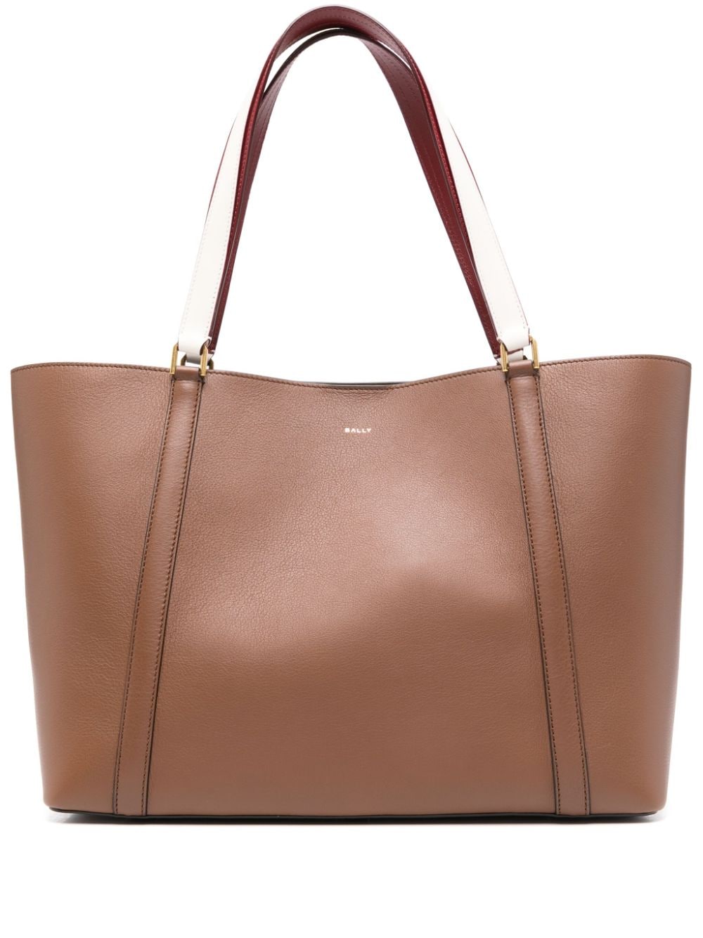 Bally Large Code Leather Tote Bag In Brown