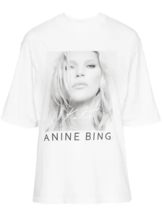 ANINE BING Avi Kate Moss Cotton T-shirt | White | FARFETCH